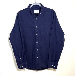 EXPRESS Slim Soft Wash Mens Navy Blue Button Down Shirt Long Sleeves Size Medium
